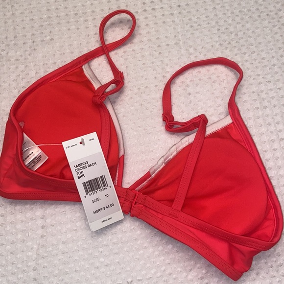 NEW! ADIDAS Cross Back Bikini Top Size 10 Hot Coral White Athletic - Picture 8 of 13